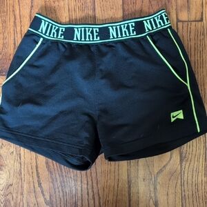 Nike Women's Athletic Shorts in Black with Neon Green Accents